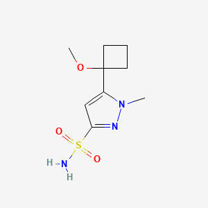 molecular formula C9H15N3O3S B12957070 5-(1-Methoxycyclobutyl)-1-methyl-1H-pyrazole-3-sulfonamide 