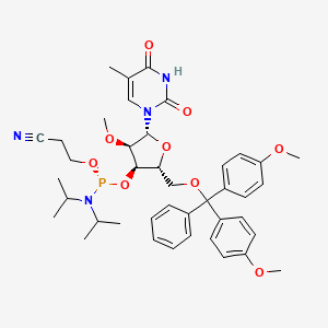 molecular formula C41H51N4O9P B12957201 3-[[(2R,3R,4R,5R)-2-[[bis(4-methoxyphenyl)-phenylmethoxy]methyl]-4-methoxy-5-(5-methyl-2,4-dioxopyrimidin-1-yl)oxolan-3-yl]oxy-[di(propan-2-yl)amino]phosphanyl]oxypropanenitrile 