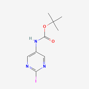 molecular formula C9H12IN3O2 B12957241 Carbamic acid, N-(2-iodo-5-pyrimidinyl)-, 1,1-dimethylethyl ester 