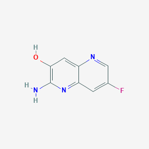 molecular formula C8H6FN3O B12957243 2-Amino-7-fluoro-1,5-naphthyridin-3-ol 