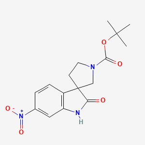 molecular formula C16H19N3O5 B12957620 tert-Butyl 6-nitro-2-oxospiro[indoline-3,3'-pyrrolidine]-1'-carboxylate 