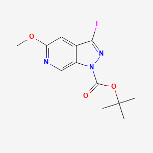 molecular formula C12H14IN3O3 B12957634 tert-Butyl 3-iodo-5-methoxy-1H-pyrazolo[3,4-c]pyridine-1-carboxylate 