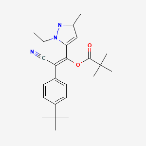 molecular formula C24H31N3O2 B12957666 (E)-2-(4-(tert-Butyl)phenyl)-2-cyano-1-(1-ethyl-3-methyl-1H-pyrazol-5-yl)vinyl pivalate CAS No. 1253432-82-4