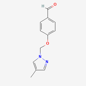 molecular formula C12H12N2O2 B12957796 4-((4-Methyl-1H-pyrazol-1-yl)methoxy)benzaldehyde 