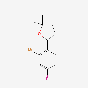 molecular formula C12H14BrFO B12957846 5-(2-Bromo-4-fluorophenyl)-2,2-dimethyltetrahydrofuran 