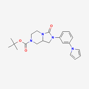 molecular formula C21H26N4O3 B12958006 Imidazo[1,5-a]pyrazine-7(1H)-carboxylic acid, hexahydro-3-oxo-2-[3-(1H-pyrrol-1-yl)phenyl]-, 1,1-dimethylethyl ester 