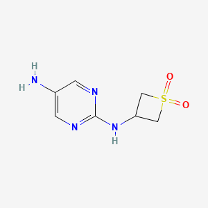 molecular formula C7H10N4O2S B12958008 3-((5-Aminopyrimidin-2-yl)amino)thietane 1,1-dioxide 