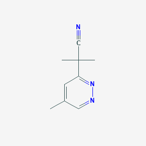 molecular formula C9H11N3 B12958127 2-Methyl-2-(5-methylpyridazin-3-yl)propanenitrile 