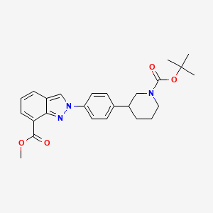 molecular formula C25H29N3O4 B12958243 methyl 2-(4-(1-(tert-butoxycarbonyl)piperidin-3-yl)phenyl)-2H-indazole-7-carboxylate 