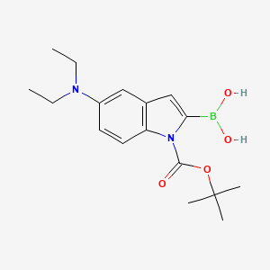 molecular formula C17H25BN2O4 B12958275 1H-Indole-1-carboxylic acid, 2-borono-5-(diethylamino)-, 1-(1,1-dimethylethyl) ester 