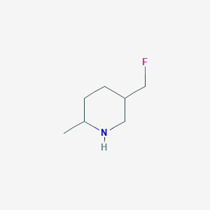 molecular formula C7H14FN B12958680 5-(Fluoromethyl)-2-methylpiperidine 