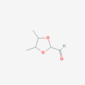 molecular formula C6H10O3 B12958776 4,5-Dimethyl-1,3-dioxolane-2-carbaldehyde 