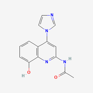 molecular formula C14H12N4O2 B12958863 N-(8-Hydroxy-4-(1H-imidazol-1-yl)quinolin-2-yl)acetamide 