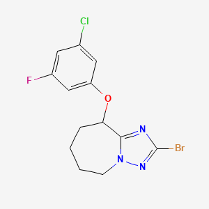 molecular formula C13H12BrClFN3O B12959005 2-Bromo-9-(3-chloro-5-fluorophenoxy)-6,7,8,9-tetrahydro-5H-[1,2,4]triazolo[1,5-a]azepine 