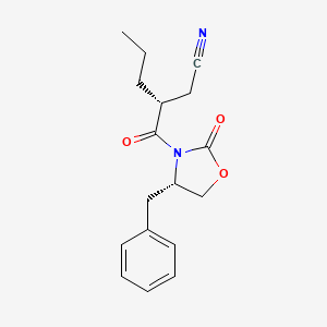 (R)-3-((S)-4-Benzyl-2-oxooxazolidine-3-carbonyl)hexanenitrile