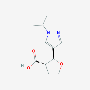 molecular formula C11H16N2O3 B12959080 (2S,3S)-2-(1-Isopropyl-1H-pyrazol-4-yl)tetrahydrofuran-3-carboxylic acid 