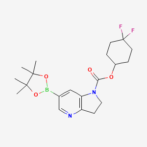 molecular formula C20H27BF2N2O4 B12959098 4,4-Difluorocyclohexyl 6-(4,4,5,5-tetramethyl-1,3,2-dioxaborolan-2-yl)-2,3-dihydro-1H-pyrrolo[3,2-b]pyridine-1-carboxylate 