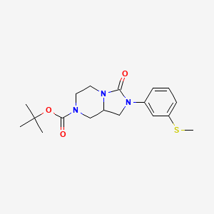 molecular formula C18H25N3O3S B12959189 Imidazo[1,5-a]pyrazine-7(1H)-carboxylic acid, hexahydro-2-[3-(methylthio)phenyl]-3-oxo-, 1,1-dimethylethyl ester 