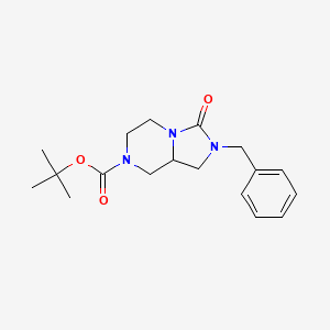 molecular formula C18H25N3O3 B12959334 Imidazo[1,5-a]pyrazine-7(1H)-carboxylic acid, hexahydro-3-oxo-2-(phenylmethyl)-, 1,1-dimethylethyl ester 