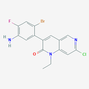 molecular formula C16H12BrClFN3O B12959389 3-(5-amino-2-bromo-4-fluorophenyl)-7-chloro-1-ethyl-1,6-naphthyridin-2(1H)-one 