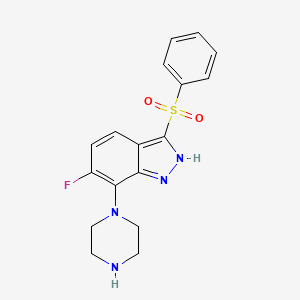 6-Fluoro-3-(phenylsulfonyl)-7-(piperazin-1-yl)-1H-indazole