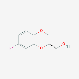 molecular formula C9H9FO3 B12959405 (S)-(7-fluoro-2,3-dihydrobenzo[b][1,4]dioxin-2-yl)methanol 