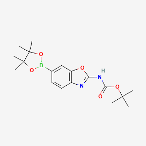 molecular formula C18H25BN2O5 B12959483 Tert-butyl (6-(4,4,5,5-tetramethyl-1,3,2-dioxaborolan-2-yl)benzo[d]oxazol-2-yl)carbamate 