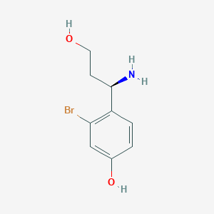 molecular formula C9H12BrNO2 B12959517 (R)-4-(1-Amino-3-hydroxypropyl)-3-bromophenol 