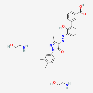 molecular formula C29H36N6O6 B12959580 2-Aminoethanol hemi((Z)-3'-((1-(3,4-dimethylphenyl)-3-methyl-5-oxo-4,5-dihydro-1H-pyrazol-4-yl)diazenyl)-2'-hydroxy-[1,1'-biphenyl]-3-carboxylate) 