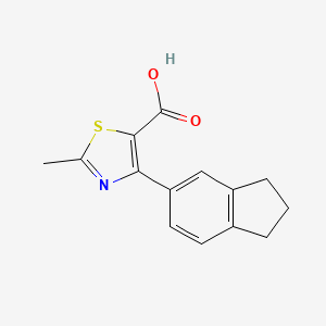 molecular formula C14H13NO2S B12959612 4-(2,3-Dihydro-1H-inden-5-yl)-2-methylthiazole-5-carboxylic acid 