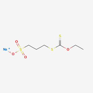 molecular formula C6H11NaO4S3 B12959699 O-Ethyl S-(3-sulphopropyl) dithiocarbonate, sodium salt CAS No. 93894-04-3