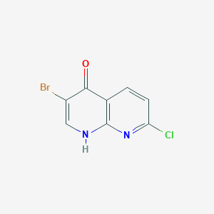 molecular formula C8H4BrClN2O B12959768 3-Bromo-7-chloro-1,8-naphthyridin-4(1H)-one 