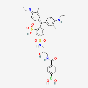 molecular formula C35H41BN4O9S2 B12959794 5-[[3-[(4-boronobenzoyl)amino]-2-hydroxypropyl]sulfamoyl]-2-[(E)-[4-(ethylamino)-3-methylphenyl]-(4-ethylimino-3-methylcyclohexa-2,5-dien-1-ylidene)methyl]benzenesulfonic acid 