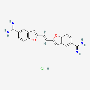 2-[(E)-2-(5-carbamimidoyl-1-benzofuran-2-yl)ethenyl]-1-benzofuran-5-carboximidamide;hydrochloride