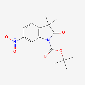 molecular formula C15H18N2O5 B12960041 Tert-butyl 3,3-dimethyl-6-nitro-2-oxoindoline-1-carboxylate 