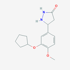 molecular formula C15H20N2O3 B129601 5-[3-(Cyclopentyloxy)-4-methoxyphenyl]pyrazolidin-3-one CAS No. 145743-47-1