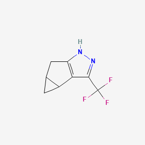 molecular formula C8H7F3N2 B12960389 3-(Trifluoromethyl)-3b,4,4a,5-tetrahydro-1H-cyclopropa[3,4]cyclopenta[1,2-c]pyrazole 