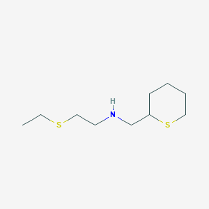 molecular formula C10H21NS2 B12960569 2-(Ethylthio)-N-((tetrahydro-2H-thiopyran-2-yl)methyl)ethan-1-amine 