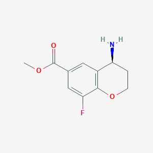 molecular formula C11H12FNO3 B12960713 Methyl (s)-4-amino-8-fluorochromane-6-carboxylate hydrochloride 