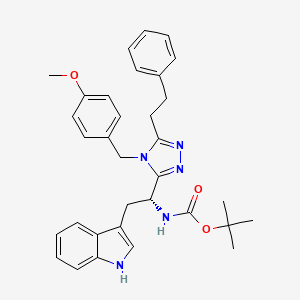 molecular formula C33H37N5O3 B12960951 (R)-tert-Butyl (2-(1H-indol-3-yl)-1-(4-(4-methoxybenzyl)-5-phenethyl-4H-1,2,4-triazol-3-yl)ethyl)carbamate 