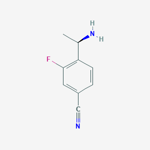 molecular formula C9H9FN2 B12960966 (R)-4-(1-Aminoethyl)-3-fluorobenzonitrile 