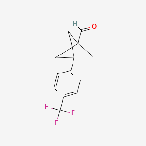 molecular formula C13H11F3O B12961064 3-(4-(Trifluoromethyl)phenyl)bicyclo[1.1.1]pentane-1-carbaldehyde 