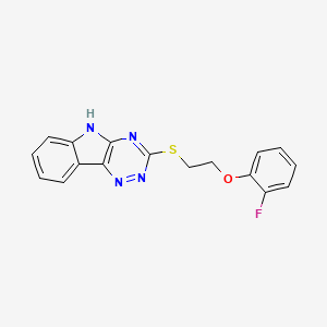 molecular formula C17H13FN4OS B12961120 3-((2-(2-Fluorophenoxy)ethyl)thio)-5H-[1,2,4]triazino[5,6-b]indole 