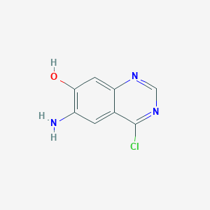 molecular formula C8H6ClN3O B12961177 6-Amino-4-chloroquinazolin-7-ol 