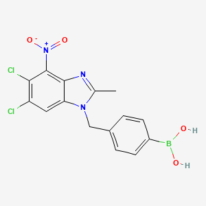 (4-((5,6-Dichloro-2-methyl-4-nitro-1H-benzo[d]imidazol-1-yl)methyl)phenyl)boronic acid