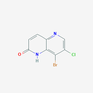 molecular formula C8H4BrClN2O B12961395 8-Bromo-7-chloro-1,5-naphthyridin-2(1H)-one 