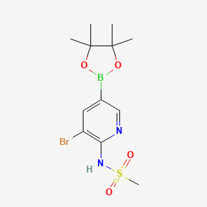 molecular formula C12H18BBrN2O4S B12961427 N-(3-Bromo-5-(4,4,5,5-tetramethyl-1,3,2-dioxaborolan-2-yl)pyridin-2-yl)methanesulfonamide 