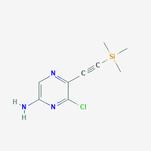 molecular formula C9H12ClN3Si B12961466 6-Chloro-5-((trimethylsilyl)ethynyl)pyrazin-2-amine 