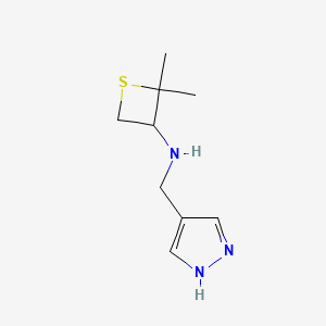 molecular formula C9H15N3S B12961692 N-((1H-Pyrazol-4-yl)methyl)-2,2-dimethylthietan-3-amine 