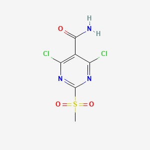 molecular formula C6H5Cl2N3O3S B12961734 4,6-Dichloro-2-(methylsulfonyl)pyrimidine-5-carboxamide 